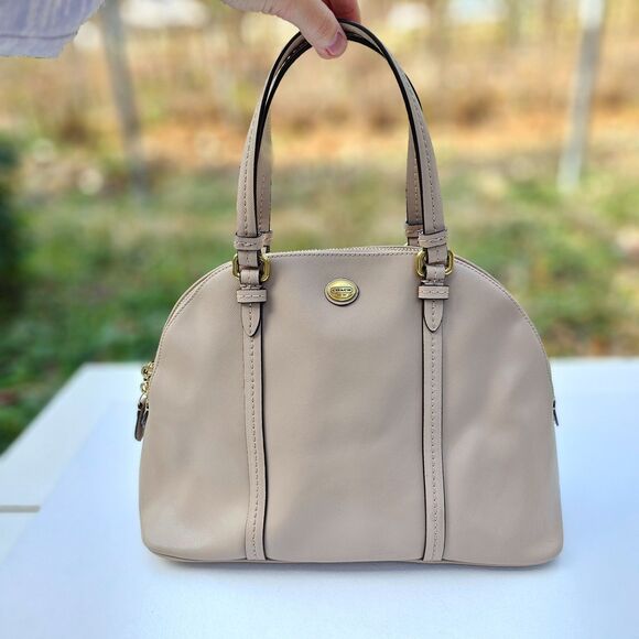 Coach Handbags - COACH Beige Cora Dome Satchel Handbag, Pre-owned